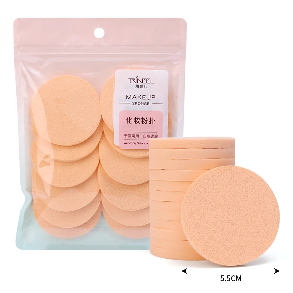 Lot 24 Éponges Rondes Maquillage – Poudre, Fond de Teint & Correcteur | Puff Sec & Humide Portable