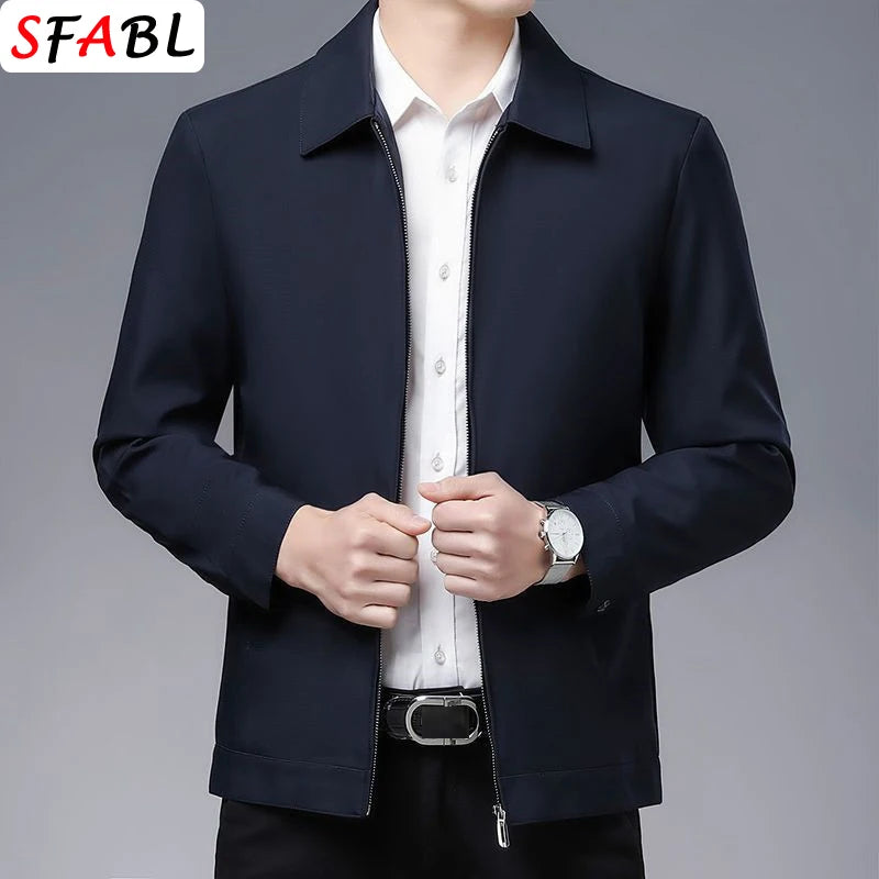 Blazer Homme Luxe Business Casual Zippé Uni Qualité Premium Bureau Manteau Printemps Automne Grande Taille 3XL – Veste Élégante Mode | Mode Homme Premium