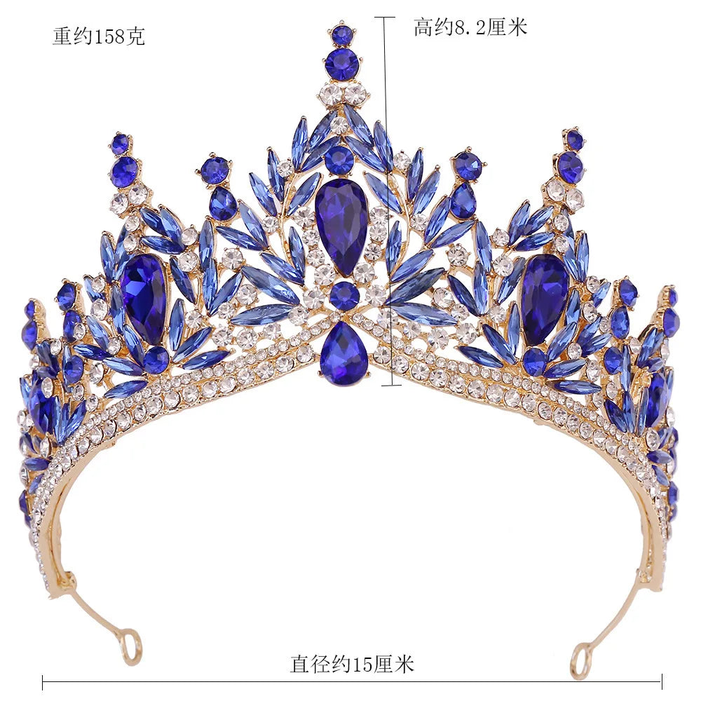 DIEZI Parure Couronne Baroque Mariage Cristal Opale – Tiare Collier Boucles Princesse