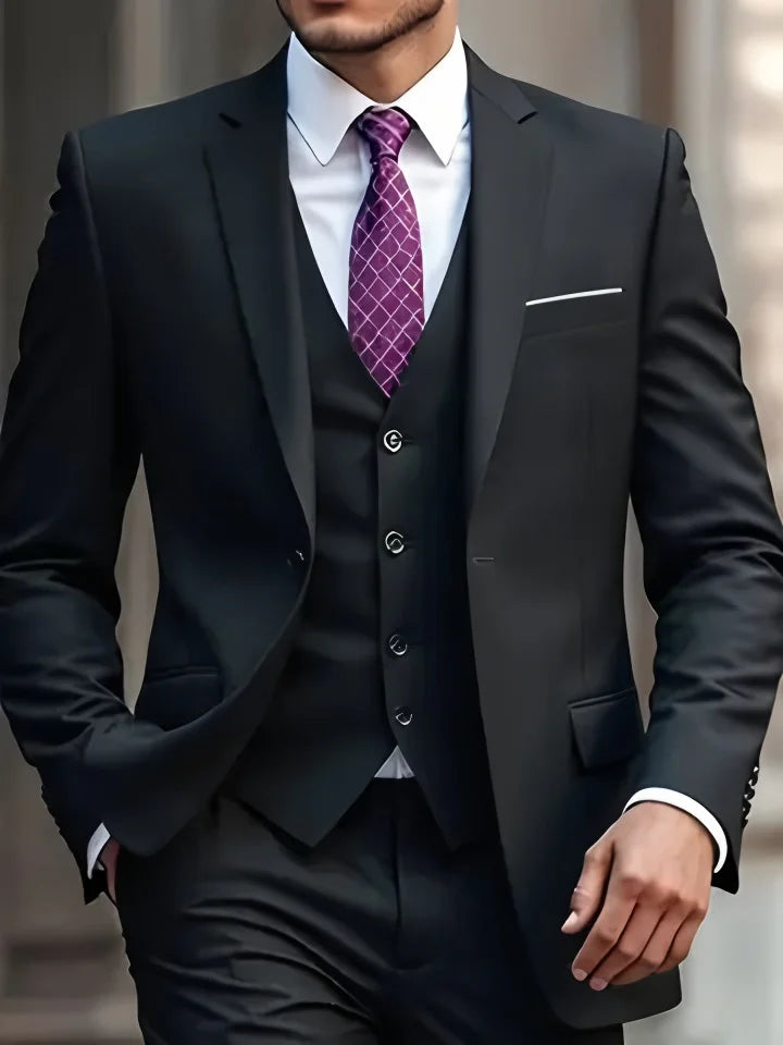 Costume Homme Slim Fit Noir – Ensemble Tuxedo Élégant Mariage & Cérémonie | Mode Homme Premium