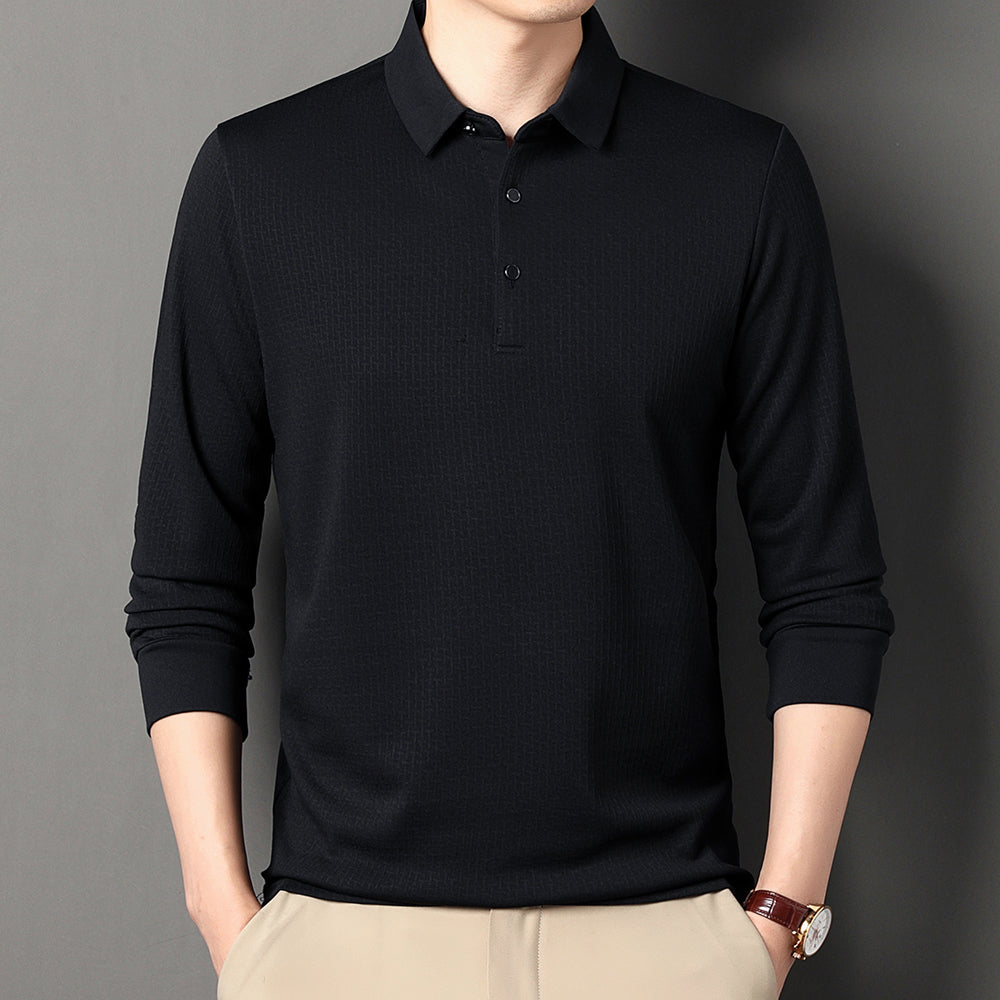 Polo Homme Manches Longues Ajourné Respirant Business Fashion Golf Élégant Grande Taille 4XL Intemporel Confortable – Polo Ajourné Premium Manches Longues Golf | Mode Homme Business Golf Premium