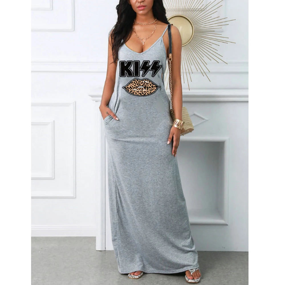 Robe Mini Femme Été Imprimée Bretelles Sexy – Style T-Shirt avec Poche Casual Ample | Été