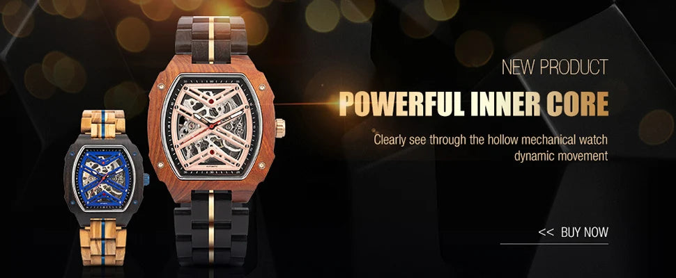 Montre Homme BOBO BIRD Bois Mécanique Luxe – Grand Cadran Top Brand Naturel Unique