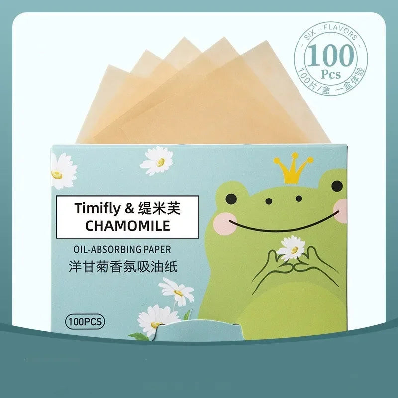 Papiers Matifiants Thé Vert – Lot 100 Pcs Portables | Lingettes Anti-Brillance Visage