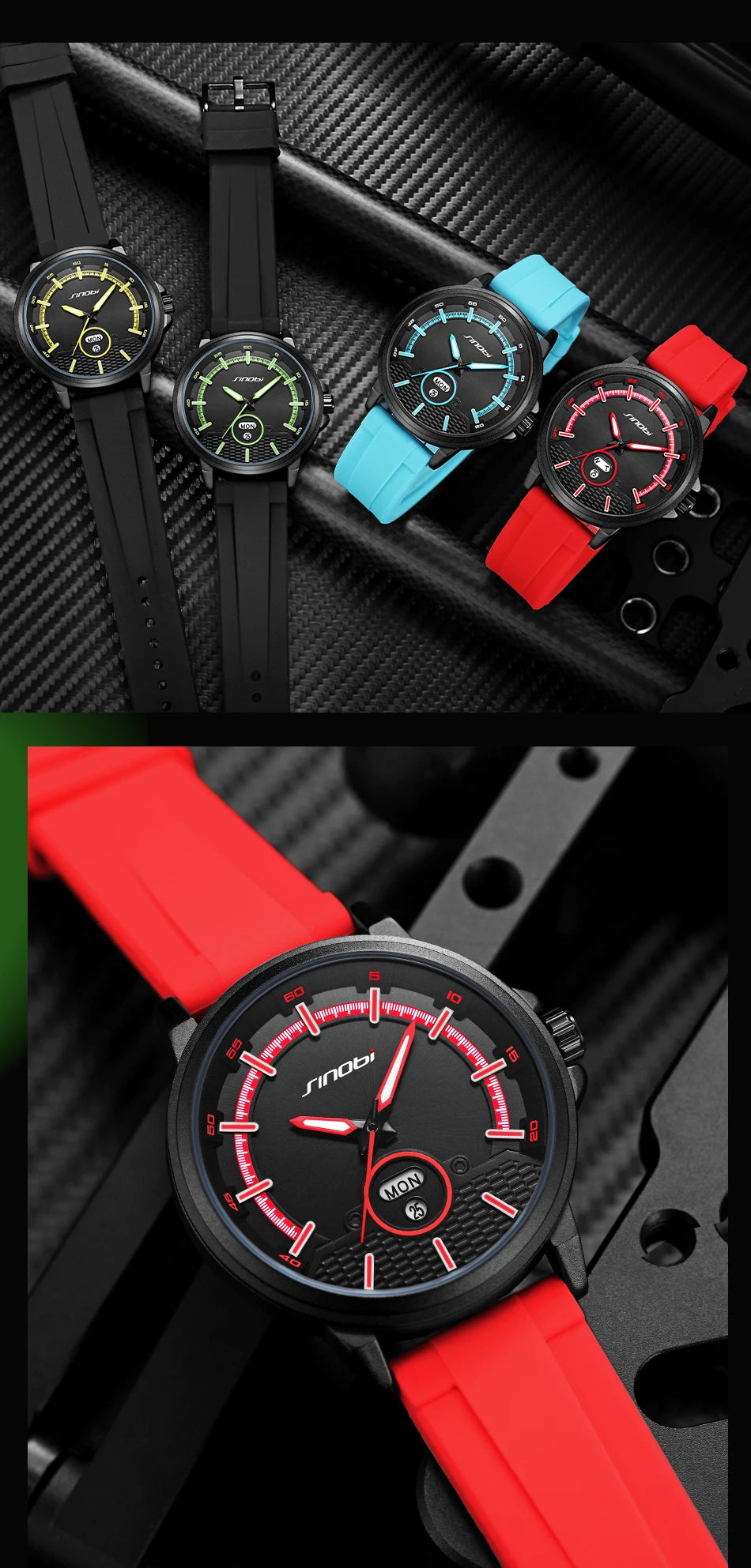 Montre Homme SINOBI Sport Quartz – Calendrier Semaine Fashion Top Brand Cadeau