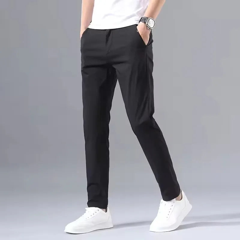 Pantalon Homme Slim Coton Stretch – Business Casual Golf Style Coréen Léger Printemps Automne | Mode Homme Premium