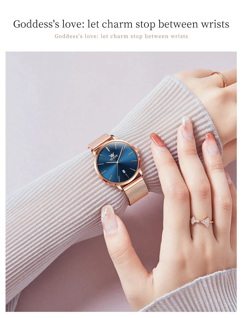 OLEVS Damenuhr Quarz Wasserdicht Luxus Edelstahl Roségold Elegant Geschenkbox Inklusive | OLEVS Damen Luxus Roségold Premium Uhr