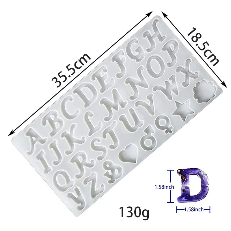 Moule Silicone Alphabet & Chiffres – Résine Époxy, Bougies d’Anniversaire & Bijoux DIY | Porte-Clés, Pendentifs & Déco | Kit Complet