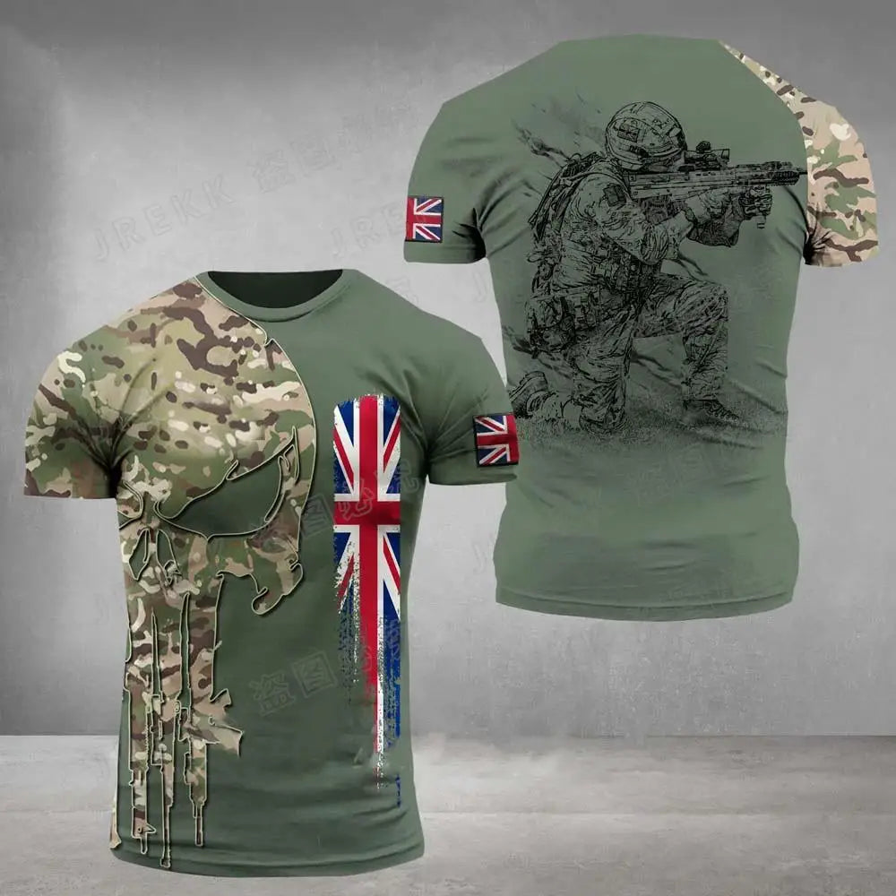 T-Shirt Homme Drapeau Britannique Graphic 3D Imprimé Camouflage Terrain Gym Haute Qualité Manches Courtes Été Casual Patriotique Tendance Confortable – T-Shirt Graphic 3D Premium Drapeau Britannique Camouflage | Mode Homme Graphic Premium