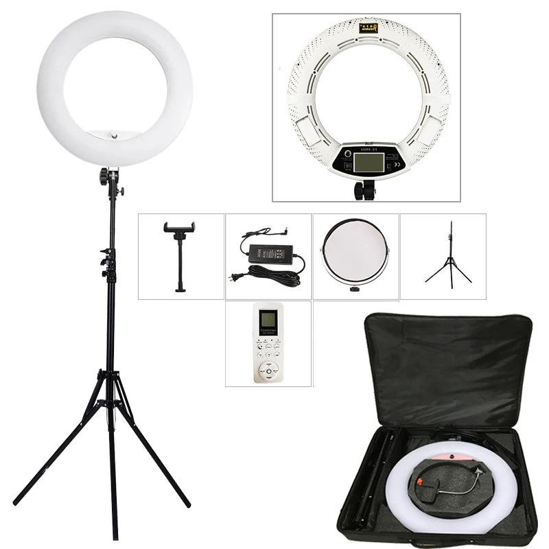 Anneau Lumineux LED 18 Pouces 96W Yidoblo FE480 avec Trépied – Bi-Couleur Studio Photo & Vidéo | Lampe Salon Beauté Maquillage Vlog
