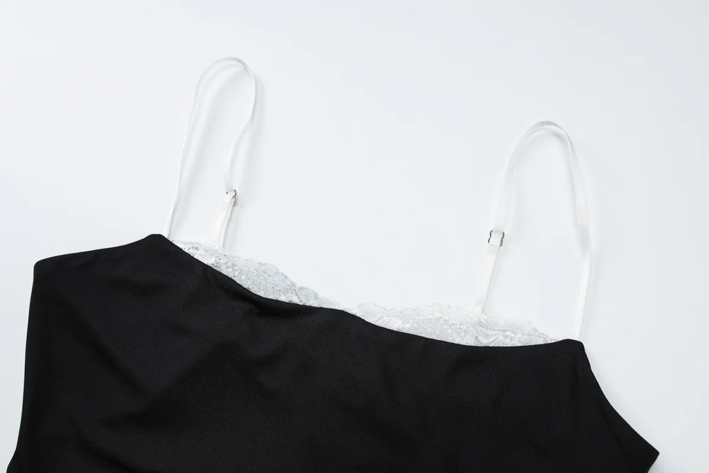 Crop Top Camisole Dentelle Dos Nu Femme – Sans Manches Style Coquette | Streetwear Été Club