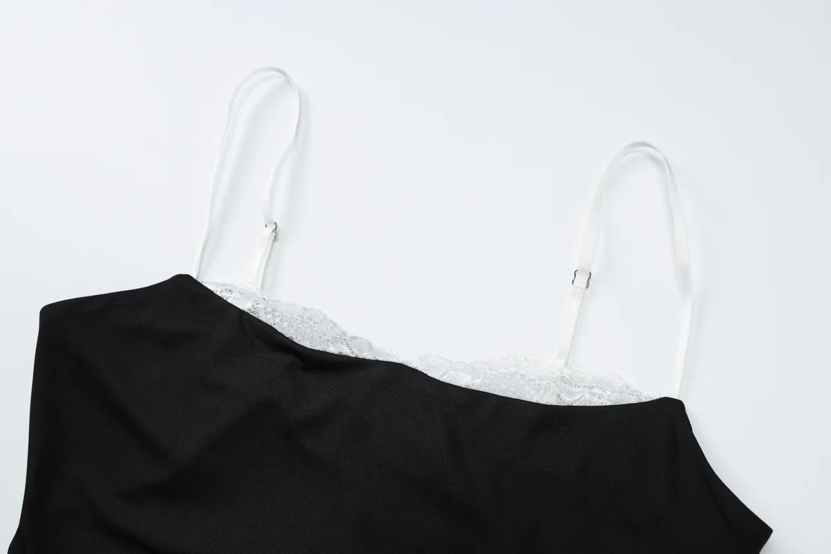 Crop Top Camisole Dentelle Dos Nu Femme – Sans Manches Style Coquette | Streetwear Été Club