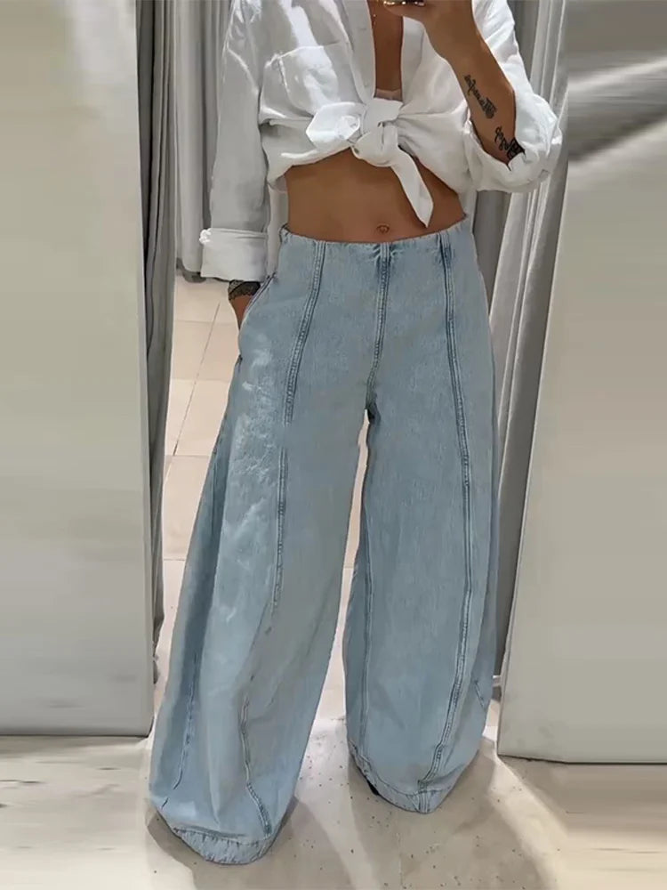 Jean Large Femme Y2K Oversize Taille Haute Baggy Jambe Large Denim – Pantalon Streetwear Chic Tendance | Mode 2025