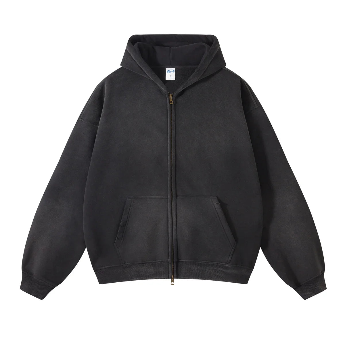 Hoodie Homme Oversize Zip Tie Dye Dégradé – Sweat Cardigan Peluche Loose Grande Taille Hiver | Mode Homme Premium