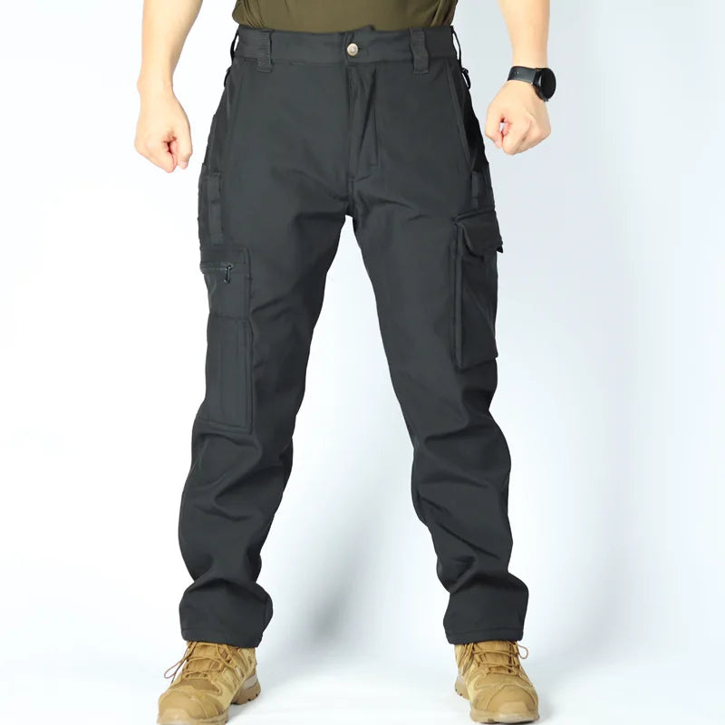 Herren Taktische Fleece Softshell Cargohose Multipocket Outdoor Wandern Sport Militär Warm Herbst Winter Arbeit – Premium Tactical Hose Allrounder | Outdoor Mode Premium Herren