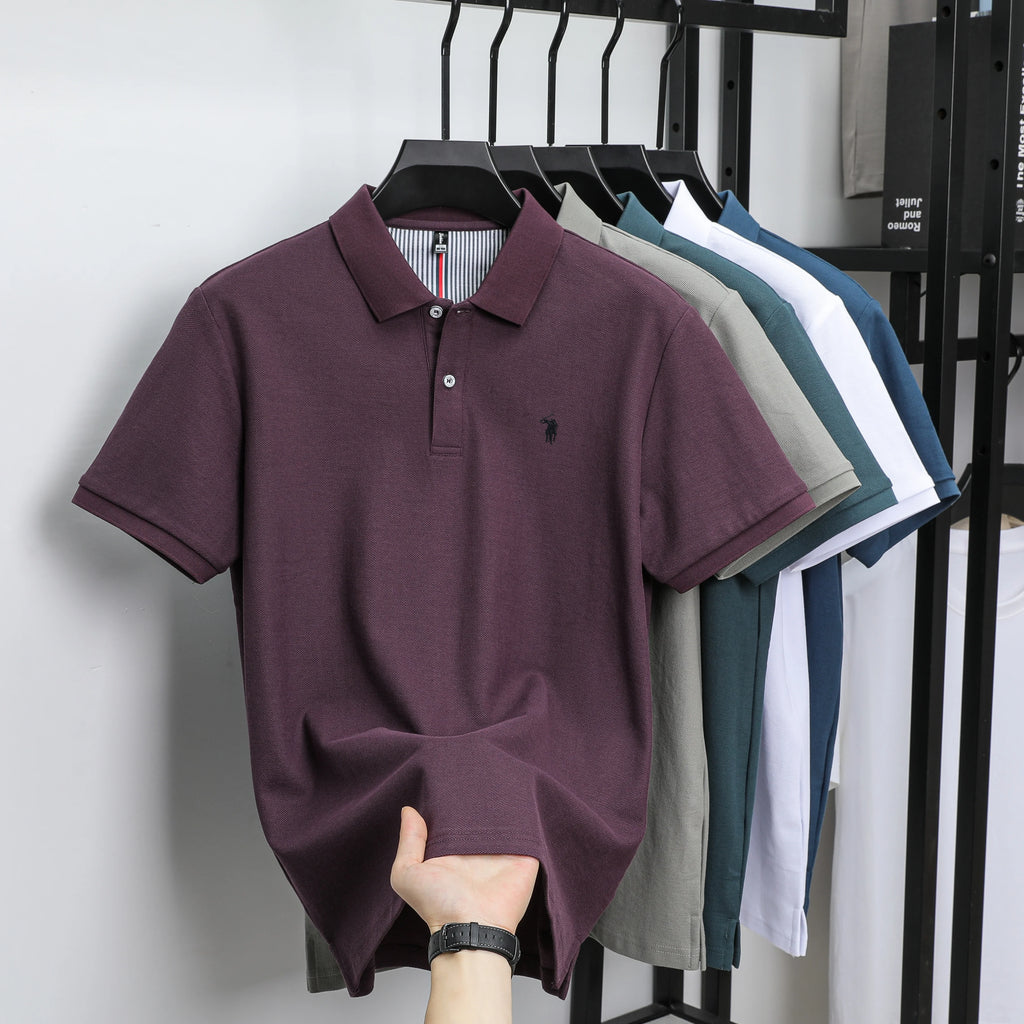 Polo Homme 100% Coton Pur Broderie 3D Manches Courtes Été Fashion Confortable Élégant | Polo Coton Broderie 3D Premium