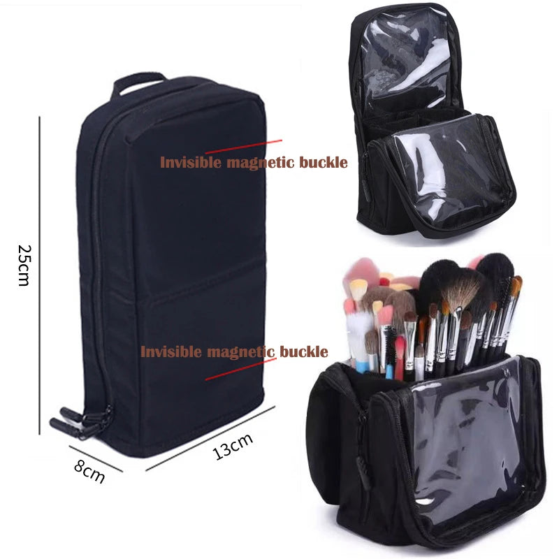 Pochette Pinceaux Maquillage 14/23/29 Trous – Organisateur Oxford Noir Waterproof | Trousse Pinceaux Portable Professionnel