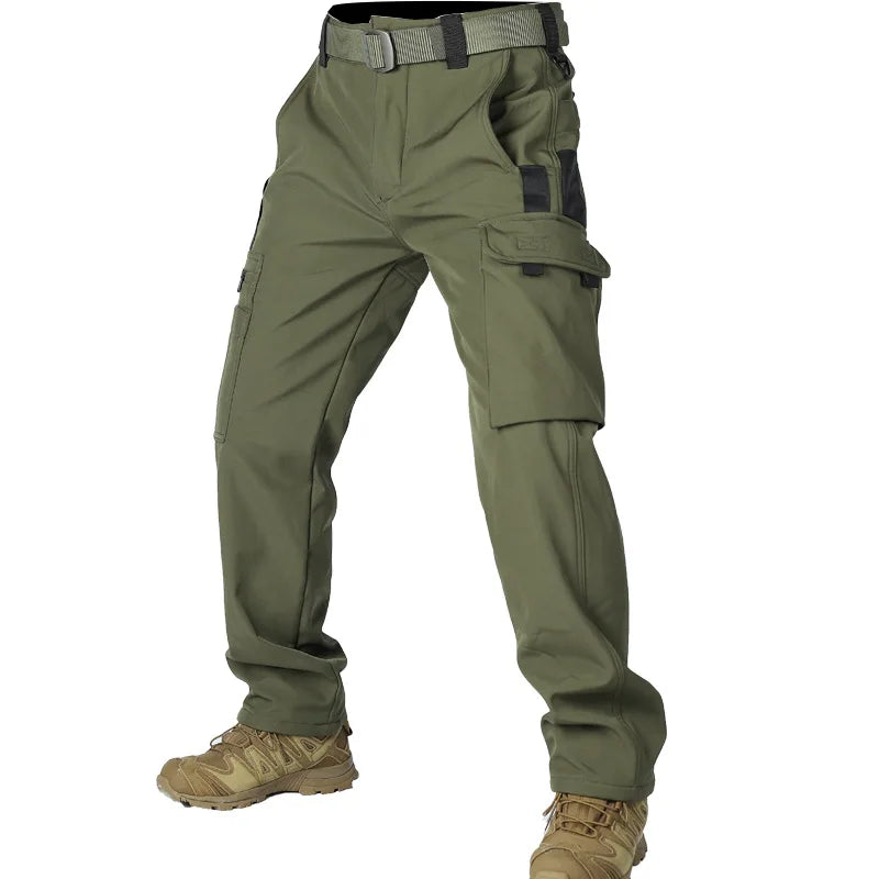 Herren Taktische Fleece Softshell Cargohose Multipocket Outdoor Wandern Sport Militär Warm Herbst Winter Arbeit – Premium Tactical Hose Allrounder | Outdoor Mode Premium Herren