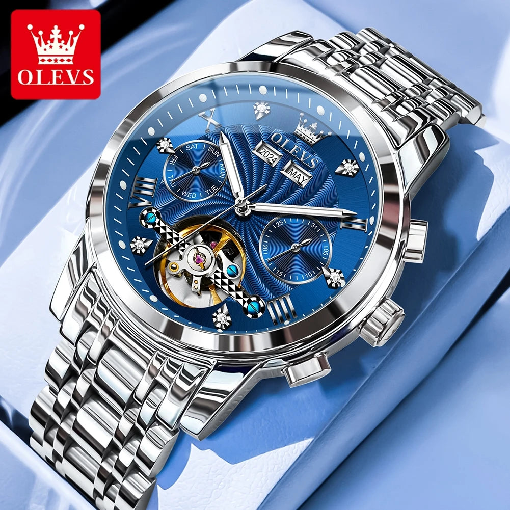 Montre Mécanique Automatique Luxe Homme OLEVS 7088 – Grand Cadran Lumineux Étanche Cadeau