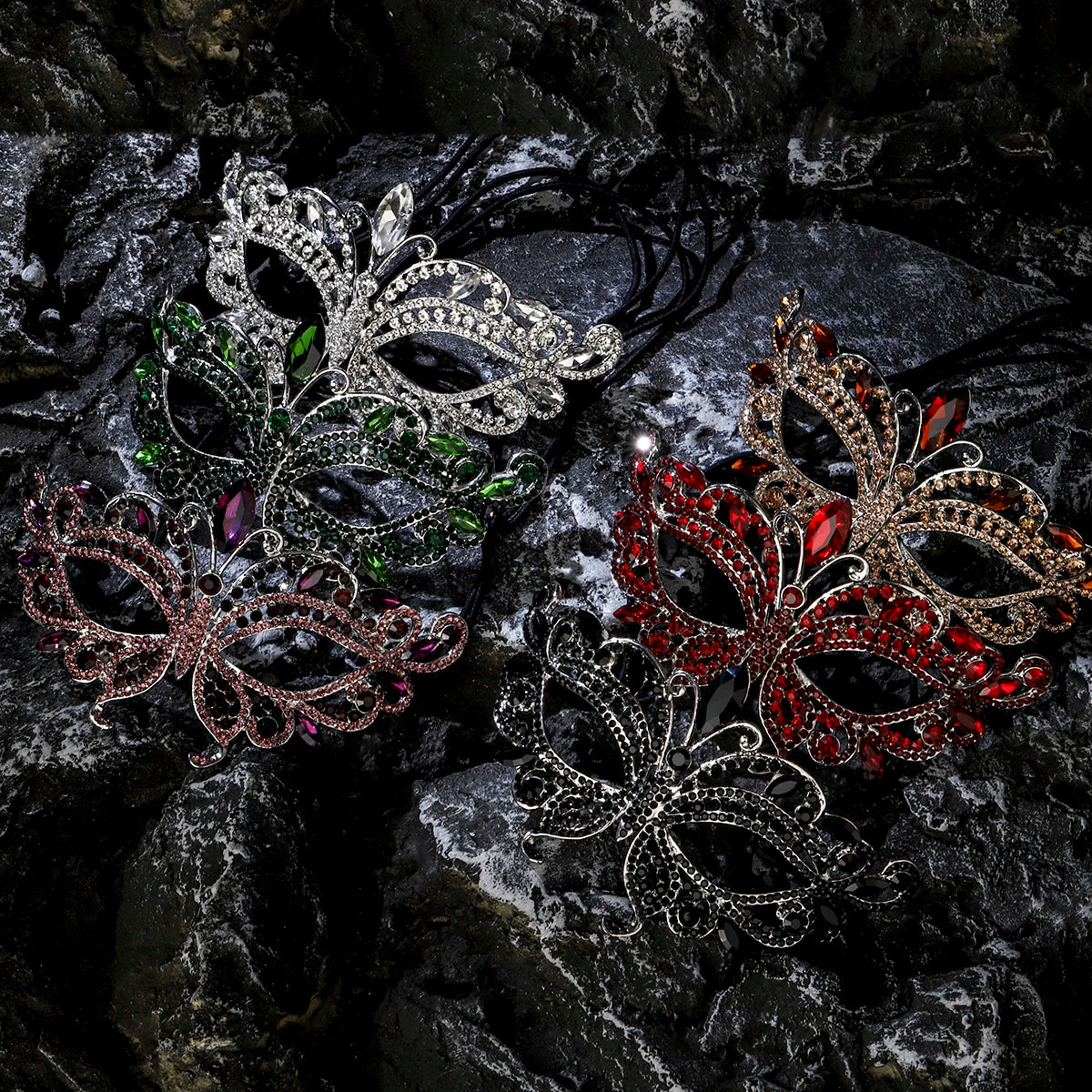 Halbgesichtsmaske Schmetterling Strass - Maskerade, Halloween & Party