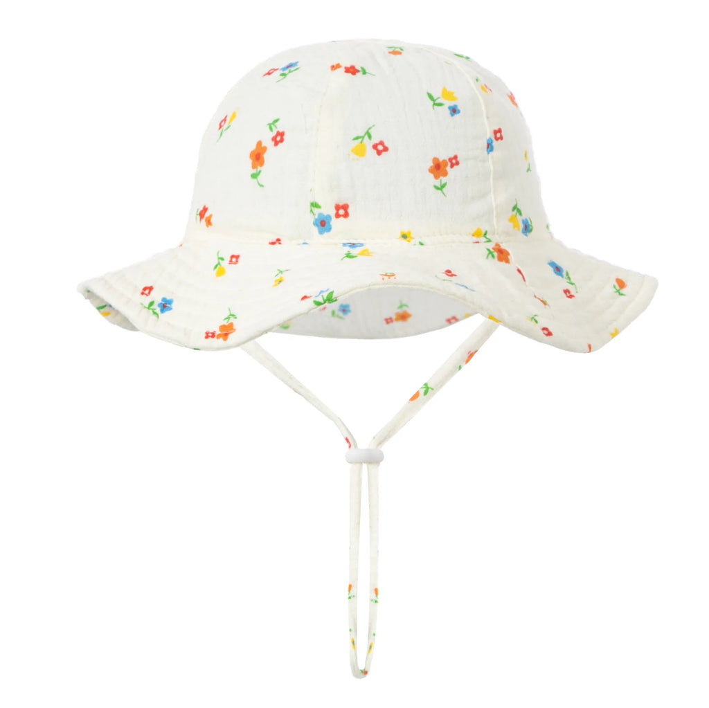 Bob Bébé Coton Imprimé Anti-UV Unisexe – Chapeau Panama Plage Pêche Outdoor Garçon Fille 3-12 Mois