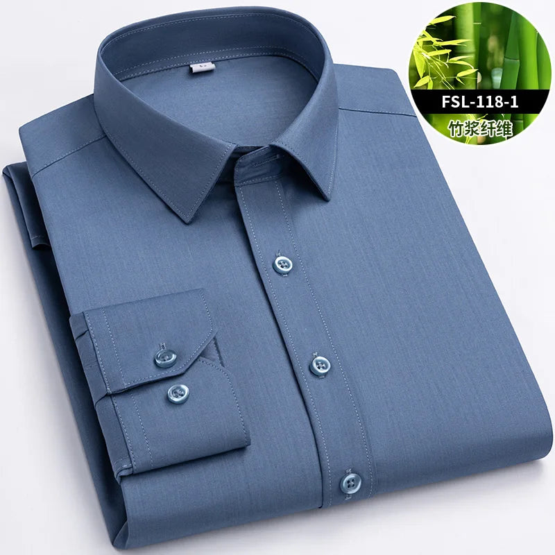 Chemise Homme Fibre de Bambou Stretch Manches Longues Anti-Froissé Sans Repassage Slim Business Casual Bureau Blanche Éco-Premium – Chemise Bambou Premium Stretch Anti-Froissé Sans Repassage Slim Business Blanche | Mode Homme Business Éco-Premium
