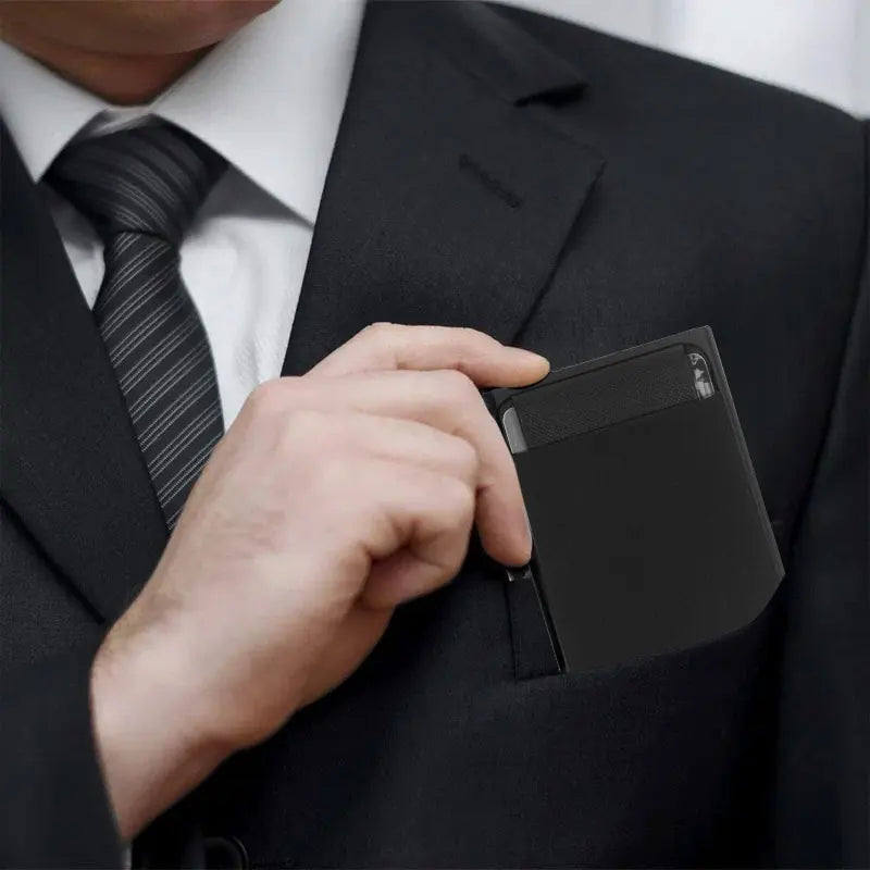 Portefeuille Homme RFID Slim Minimaliste – Porte-Cartes Métal Pop-Up Anti-Piratage