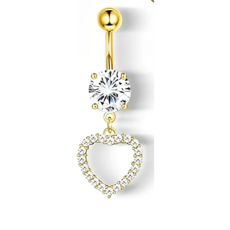 Piercing Nombril 14G Acier Chirurgical Fleur CZ Pendentif – Anneau Nombril Femme Premium & Hypoallergénique | Body Jewelry Élégant & Sécurisé