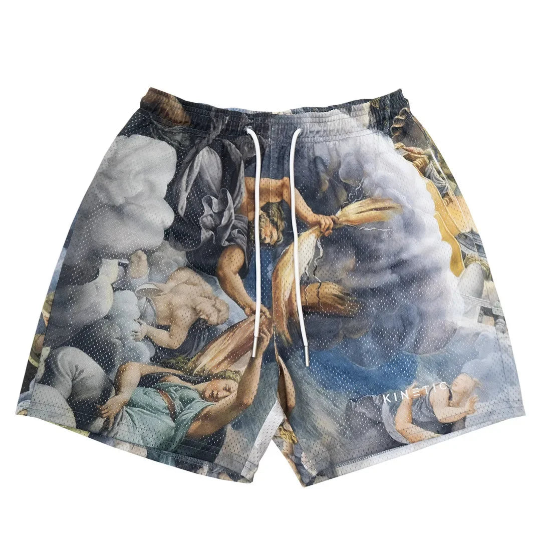 Short Homme Été Rose Broderie Casual Streetwear Hip Hop Fitness Polyester Séchage Rapide Respirant – Short Sport Tendance | Mode Homme Urban