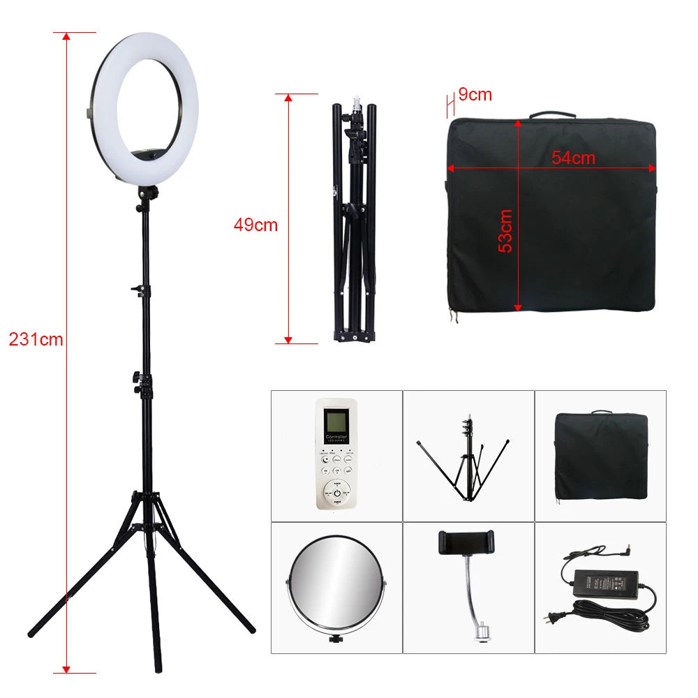 Anneau Lumineux LED 18 Pouces 96W Yidoblo FE480 avec Trépied – Bi-Couleur Studio Photo & Vidéo | Lampe Salon Beauté Maquillage Vlog