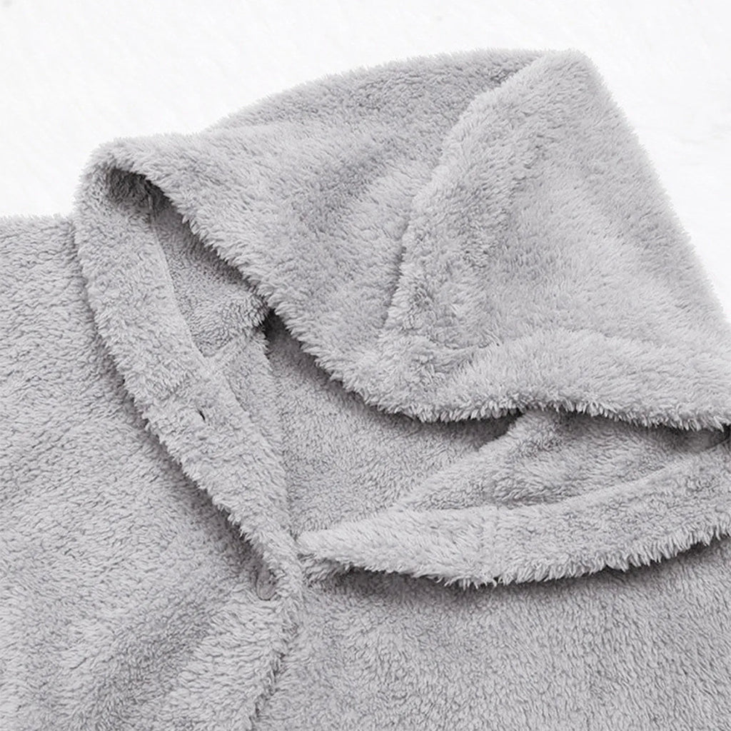 Damen Teddyfell-Mantel mit Kapuze – Warme Fleece-Jacke Unifarben | Herbst Winter Trend