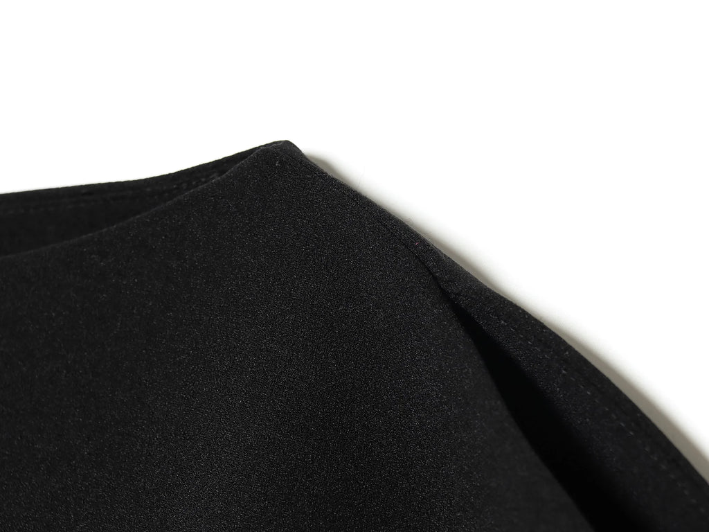 Blouse Noire Vintage Femme – Manches Bouffantes Courtes & Ourlet Asymétrique | Chic Tendance Printemps 2026