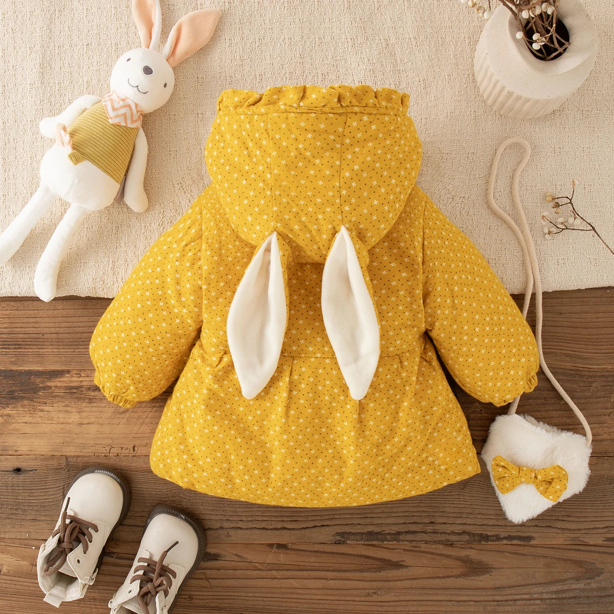 Veste Bébé Fille Hiver à Capuche – Manteau Chaud Épais Mignon 9 Mois à 3 Ans