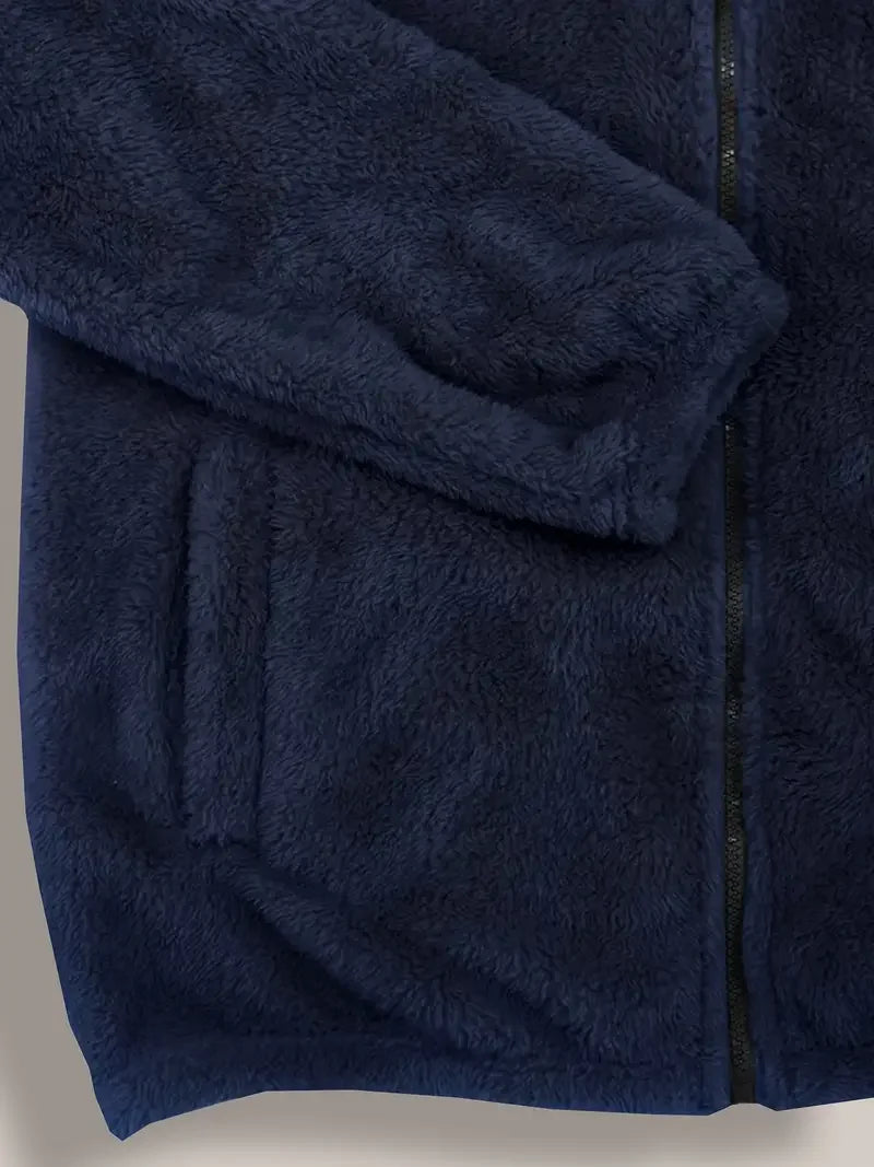 Herren-Sweatshirt mit Reißverschluss, dicker, warmer Kapuzenpullover aus Korallenfleece für Herbst und Winter, bequem, weich | Premium Fleece Hoodie