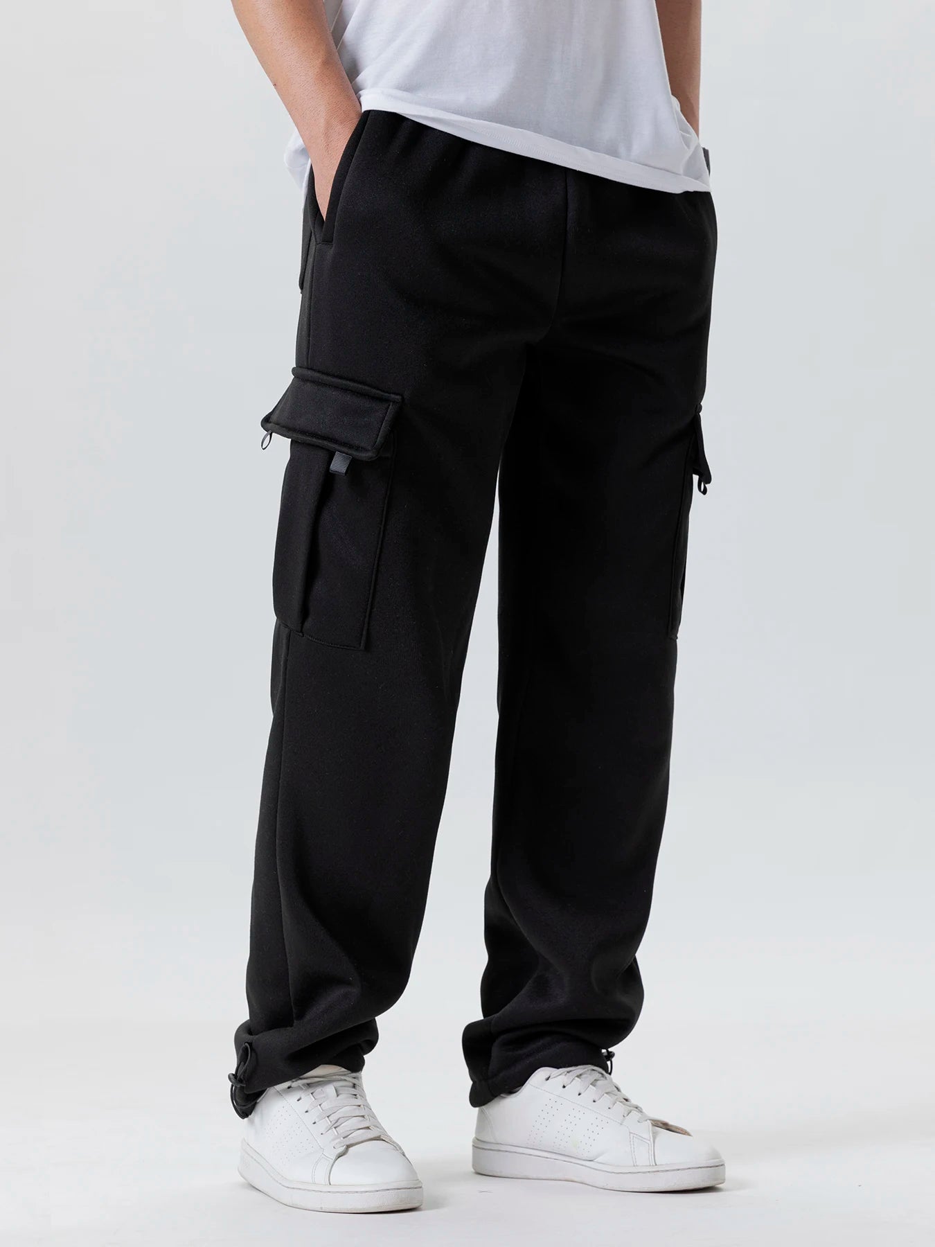 Jogging Homme Multi-Poches Cordon Coupe Droite Loose Running Gym Sport Automne Hiver Confortable Streetwear – Pantalon Survêtement Fonctionnel Premium | Mode Homme Sport Premium