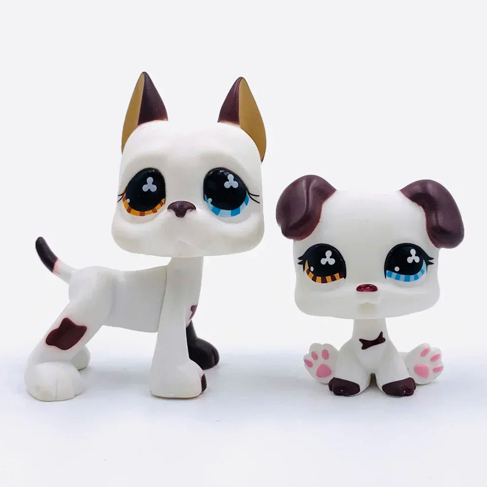 Lot 2 Figurines Animaux Rares LPS – Chat Mignon & Chien Tête Ballante Teckel Colley Cocker Danois | Jouet Collectionnable Enfants