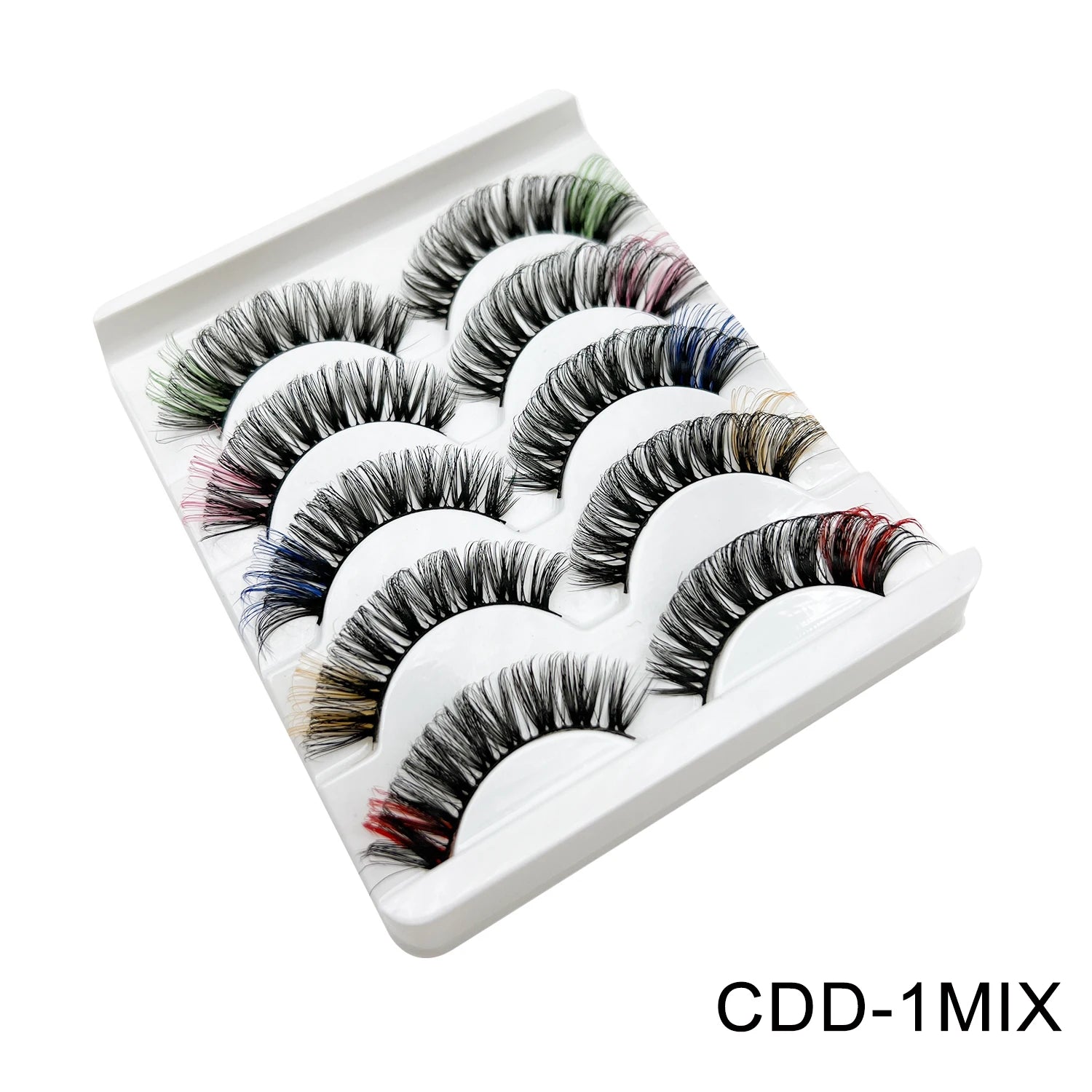 Faux Cils 3D Mink Colorés – Lot 5 Paires Fluffy | Rose, Bleu, Rouge | Maquillage Festif