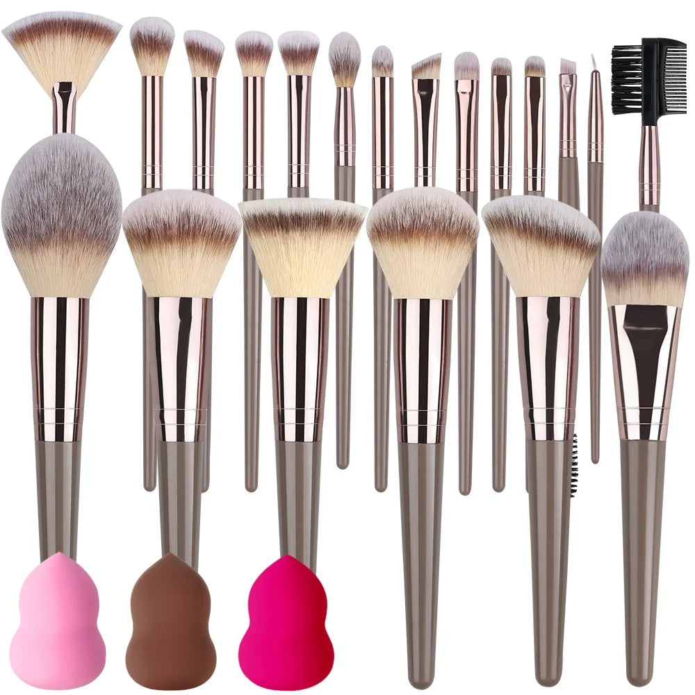 Set Pinceaux Maquillage Professionnel 1 à 20 Pcs – Blush, Highlighter, Fond de Teint & Fard | Ultra-Doux Femme
