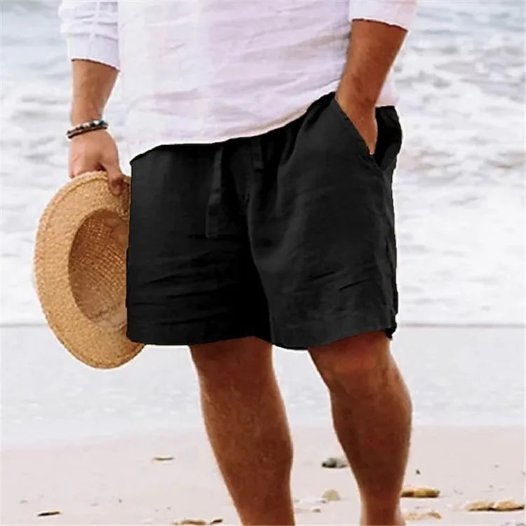 2025 Leinenstoff Sommer Sport Shorts Herren Strandshorts Tasche Bodybuilding Sweathose Fitness Jogger Laufhosen Gym Herren Shorts
