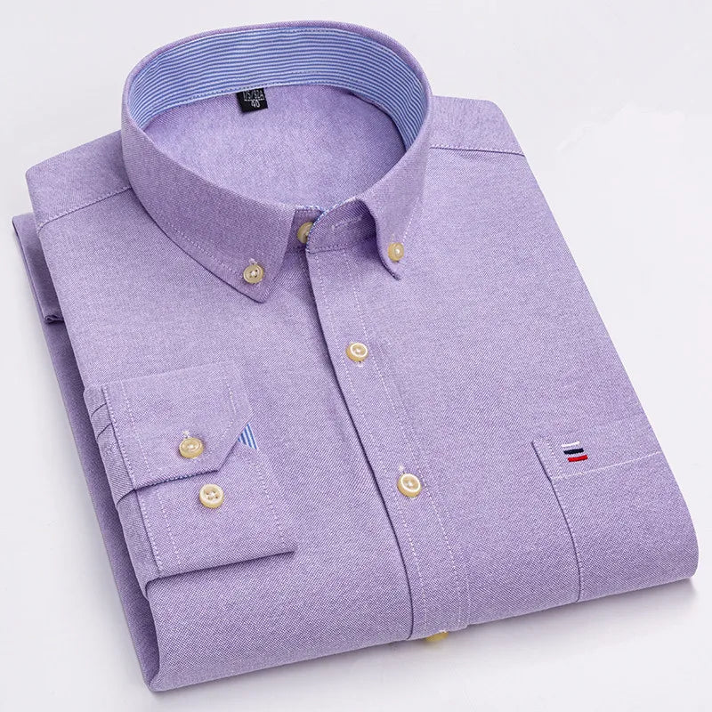 Chemise Homme 100% Coton Manches Longues Carreaux Oxford Casual Business Grande Taille 5XL 6XL 7XL | Chemise Oxford Premium