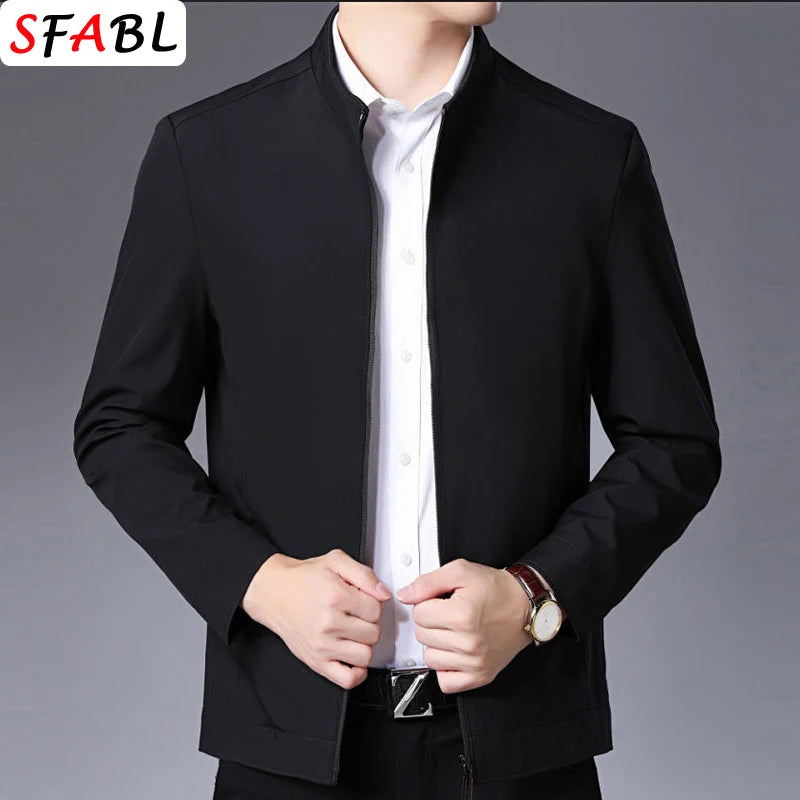 Blazer Homme Luxe Business Casual Zippé Uni Qualité Premium Bureau Manteau Printemps Automne Grande Taille 3XL – Veste Élégante Mode | Mode Homme Premium
