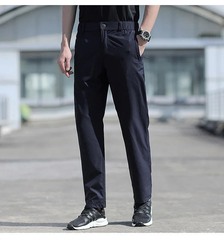 Pantalon Homme Grande Taille Soie de Glace Stretch Respirant Jambe Droite Séchage Rapide Élastique Été Confortable Léger Noir Jusqu'à 6XL – Pantalon Premium Grande Taille Soie de Glace Stretch Été | Mode Homme Grande Taille Premium