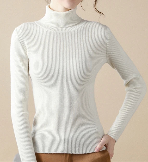 Pull Col Roulé Cachemire Ultra-Doux Femme - Tricot Basique Chic Automne Hiver | Heliar