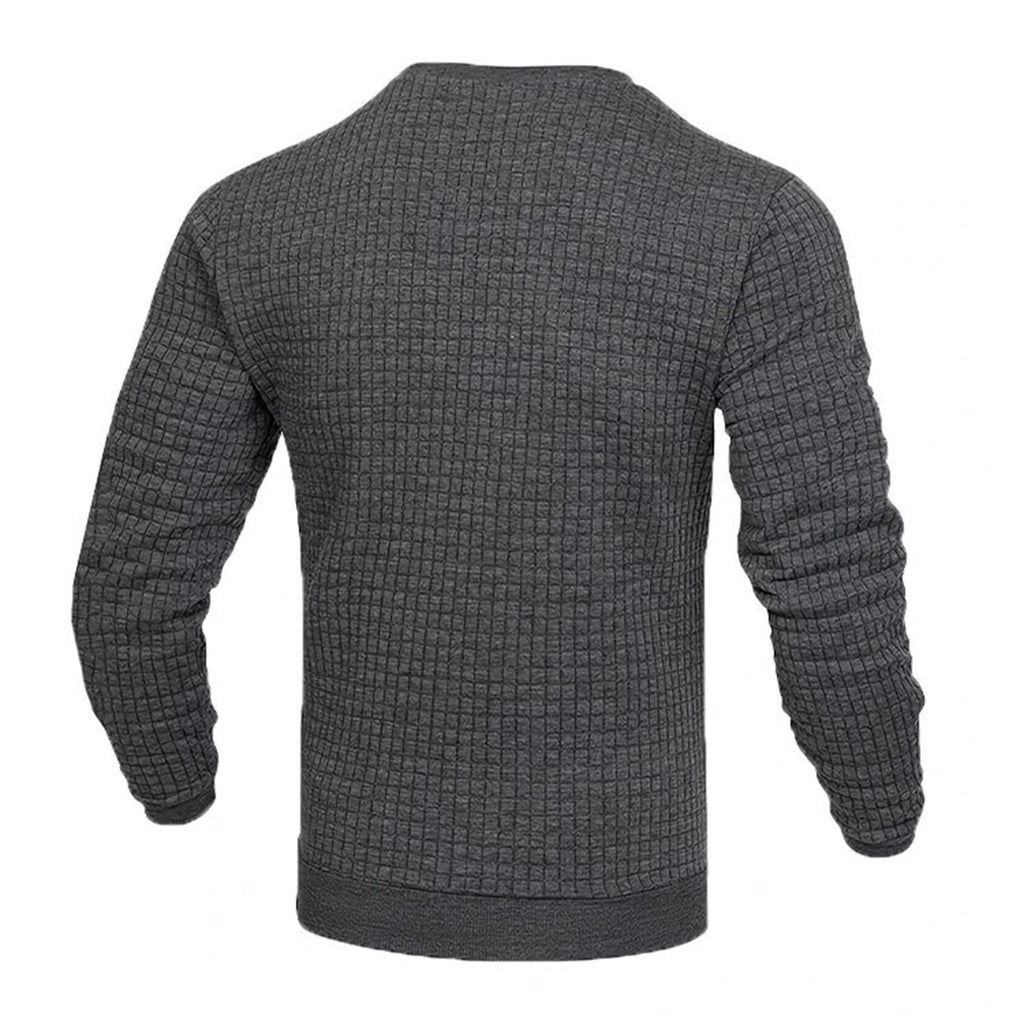 Hoodie Homme Col Rond Jacquard Carreaux Waffle Texture Fashion Casual Chaud Tendance Streetwear – Sweat À Capuche Motif Carreaux Premium | Mode Homme Streetwear Premium