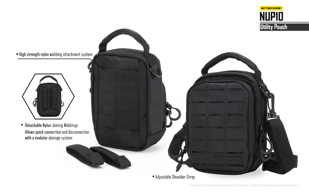 Sac Tactique NITECORE NUP10/NUP20 – Bandoulière Nylon 1000D Molle Crossbody Ceinture Homme Femme