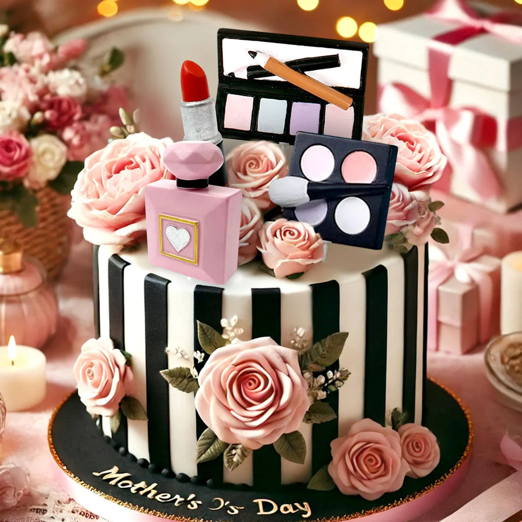 Set Maquillage Gateau 4 Pcs Filles – Rouge à Lèvres, Fard, Parfum & Poudre | Cadeau Anniversaire & Bal de Promo