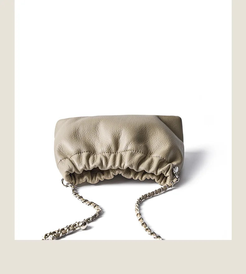 Sac Nuage Cuir Véritable Femme – Mini Sac Épaule Crossbody Chaîne Style Coréen Luxe