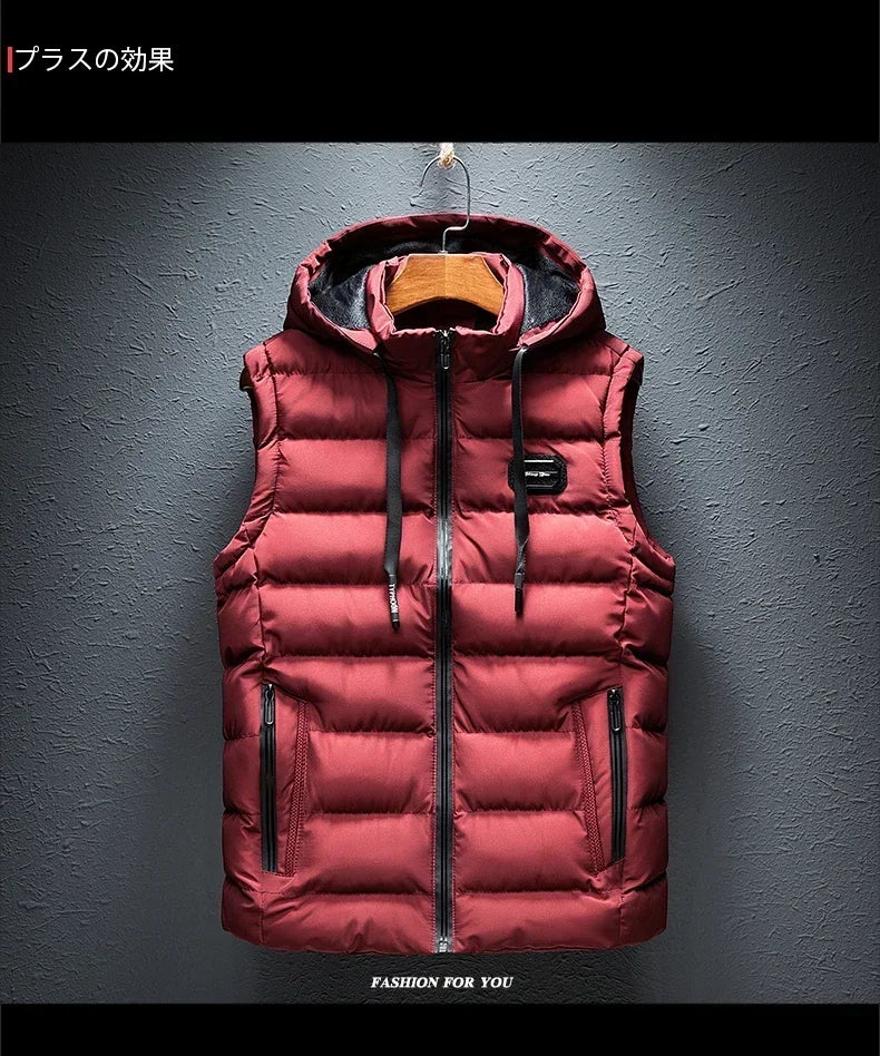 Gilet Homme Matelassé Coton À Capuche Zip – Sans Manches Casual Chaud Grande Taille Jusqu'au 6XL | Mode Homme Premium