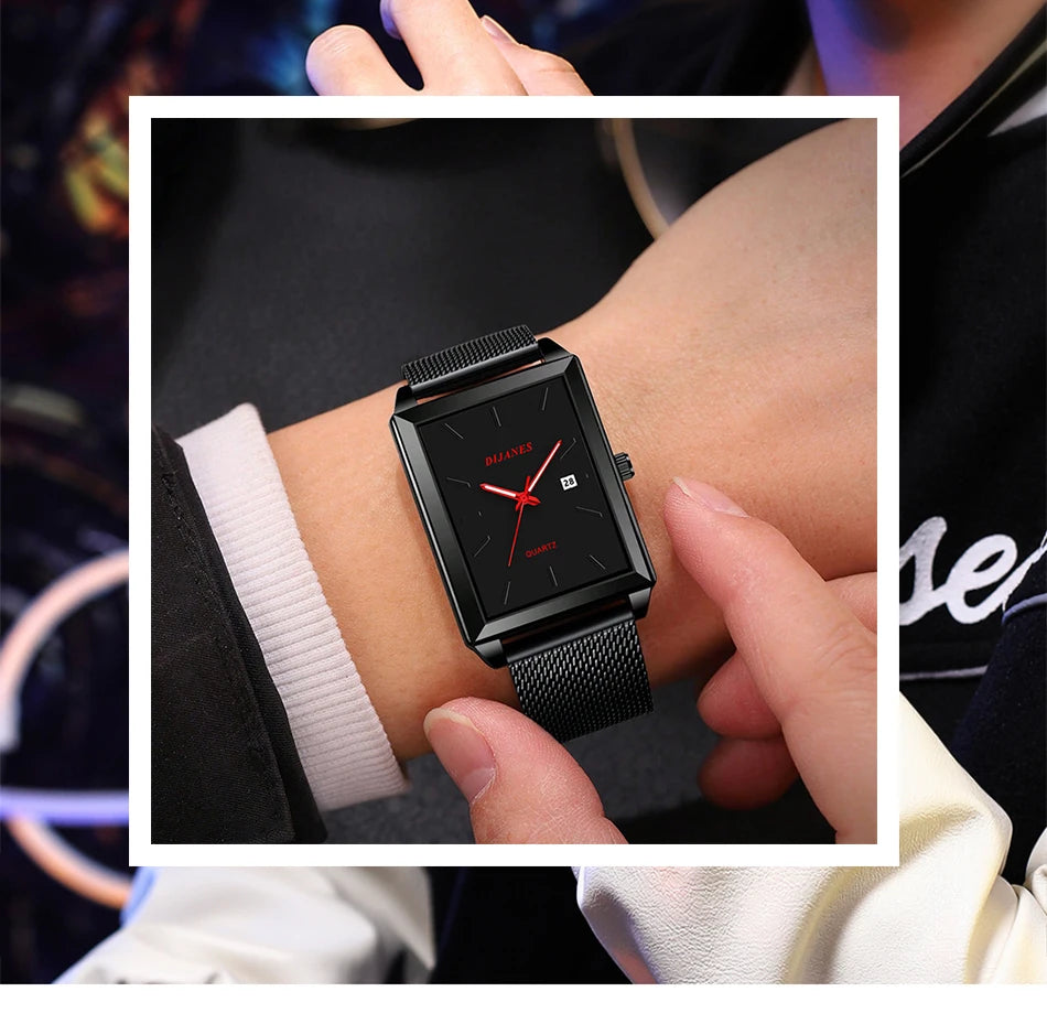 Herrenuhr Minimalistisch Ultra-Slim Quarz – Milanaise-Armband Business Casual Leicht