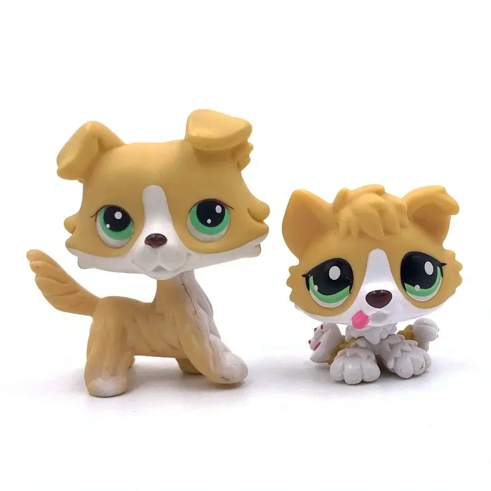 Lot 2 Figurines Animaux Rares LPS – Chat Mignon & Chien Tête Ballante Teckel Colley Cocker Danois | Jouet Collectionnable Enfants